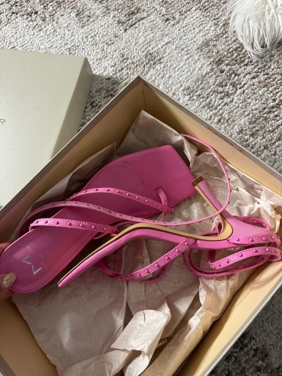 Marc Fisher Hot Pink Strappy Square-Toe Sandals - Picture 5 of 5